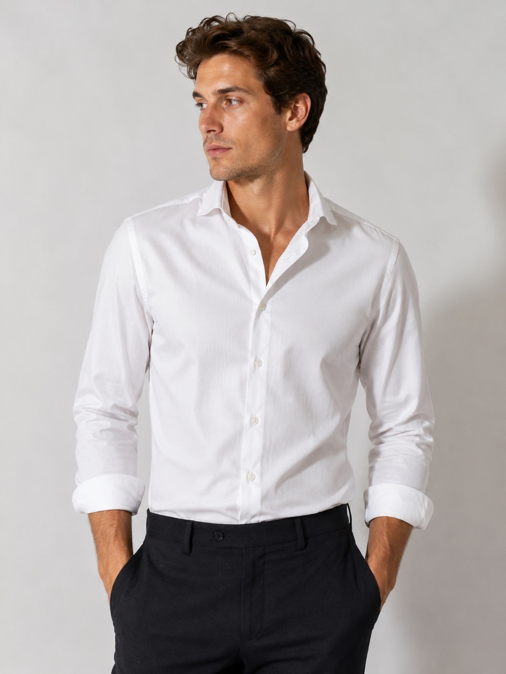 BNWOT ZARA Men's Cotton Classic White Button-Down Dress Shirt